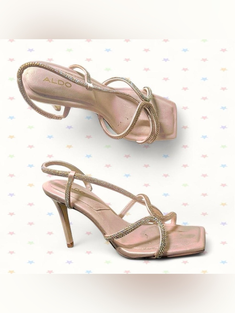 ALDO Rose Gold Crystal-Strap High Heel Sandals